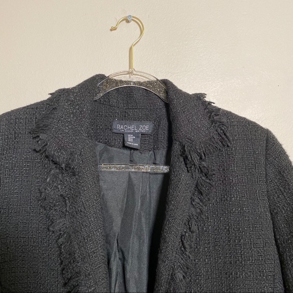 NWT Rachel Zoe Black Fringe Coat Size Medium - Picture 2 of 5